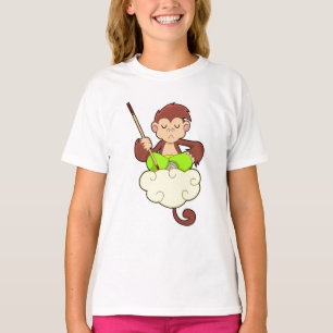 Monkey in Cross Leged on Clouds Tシャツ