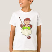 Monkey in Cross Leged on Clouds Tシャツ (正面)