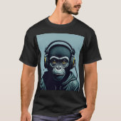 Monkey in Headphone Tシャツ (正面)