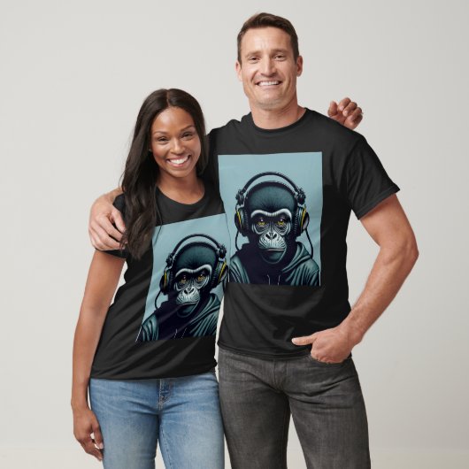 Monkey in Headphone Tシャツ (ユニセックス)