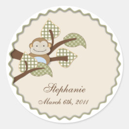 Monkey in Plaidのステッ離れカーグ ラウンドシール