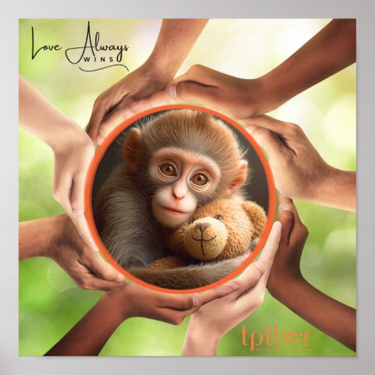 MONKEY LOVE ALWAYS WINS WALL ART ポスター (正面)