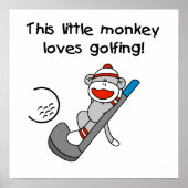 Monkey Loves Golfing Tシャツとギフト ポスター (正面)