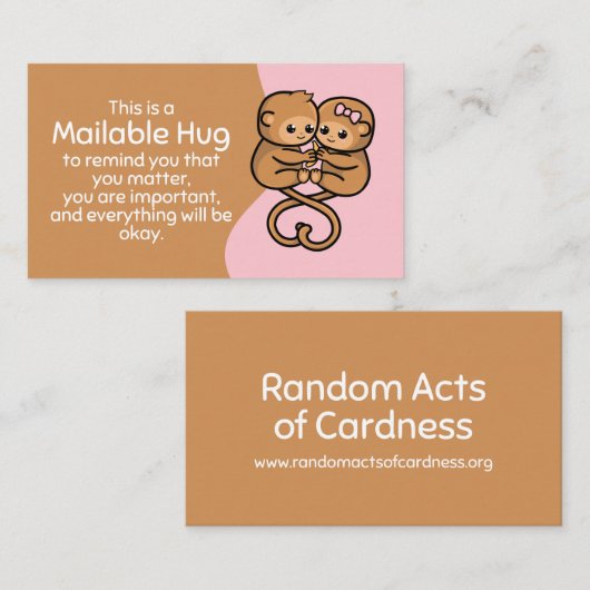 Monkey Mailable Hugカード コーリングカード (正面/裏面)