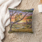 Monkey Mama And Baby Safari Animals  クッション (ブランケット)