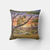 Monkey Mama And Baby Safari Animals  クッション (裏面)