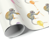 Monkey mixed Balloon Birthday party wrapping paper ラッピングペーパー (ロールコーナー)