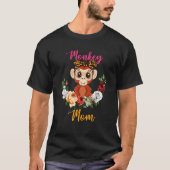 Monkey Mom Floral Monkey Bow Tie Lover Mother's Da Tシャツ (正面)