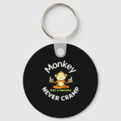 Monkey Never Cramp Eat A Banana Raglan Baseball Te キーホルダー (正面)