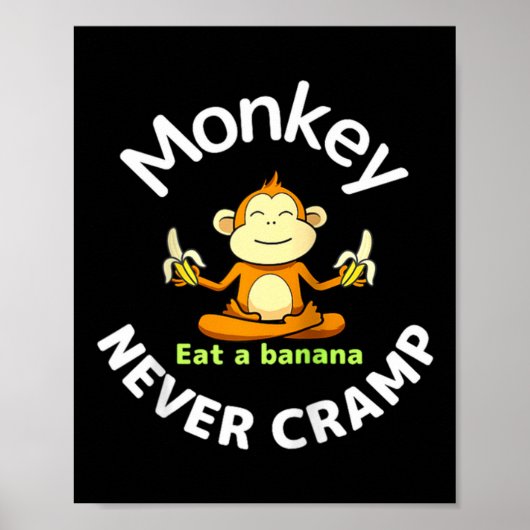 Monkey Never Cramp Eat A Banana Raglan Baseball Te ポスター (正面)