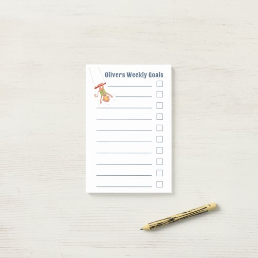 Monkey on a Trapeze Kid Weekly Goals Notes ポストイット (デスク上)