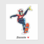 Monkey on Skateboard 4"キスカットビニールシール シール (シート)