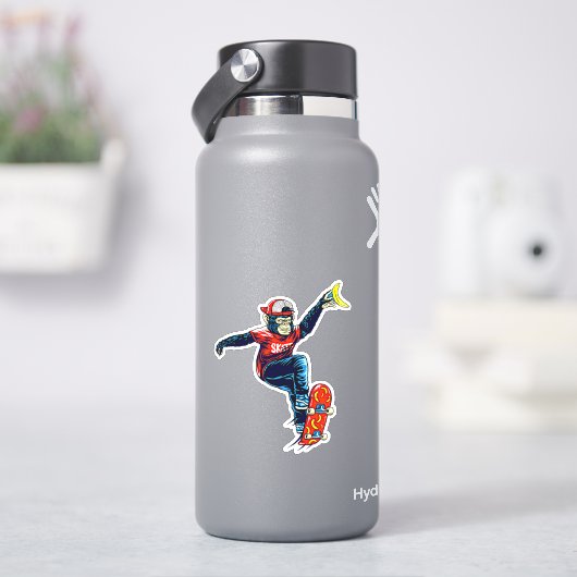Monkey on Skateboard 4"キスカットビニールシール シール (HydroFlask)