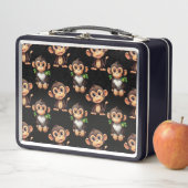Monkey Pattern Design Black  メタルランチボックス (インサイチュ)