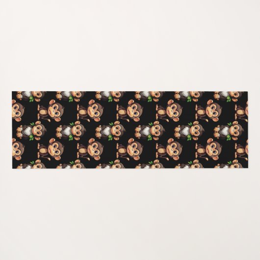 Monkey Pattern Design Black  ヨガマット (裏面(横))