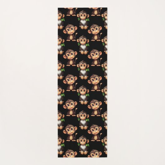 Monkey Pattern Design Black  ヨガマット (裏面)