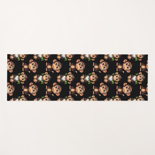 Monkey Pattern Design Black  ヨガマット (正面(横))