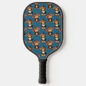 Monkey Pattern Design Blue  ピックルボールラケット (裏面)