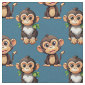 Monkey Pattern Design Blue  ファブリック (クローズアップ)