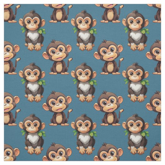 Monkey Pattern Design Blue  ファブリック (見本)