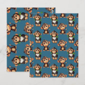 Monkey Pattern Design Blue  ポストカード (正面/裏面)
