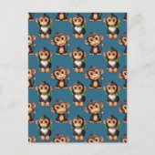 Monkey Pattern Design Blue  ポストカード (正面)