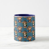 Monkey Pattern Design Blue  マグカップ (中央)