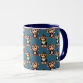 Monkey Pattern Design Blue  マグカップ (正面右)