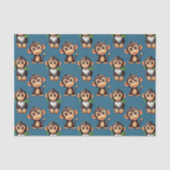 Monkey Pattern Design Blue  薄葉紙 (正面)
