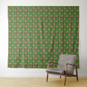 Monkey Pattern Design Green  タペストリー (インサイチュ(横))