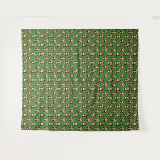 Monkey Pattern Design Green  タペストリー (正面(横))