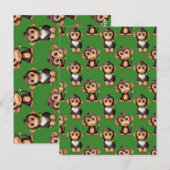 Monkey Pattern Design Green  ポストカード (正面/裏面)