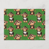 Monkey Pattern Design Green  ポストカード (裏面)