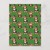 Monkey Pattern Design Green  ポストカード (正面)