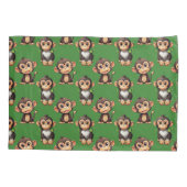 Monkey Pattern Design Green  枕カバー (裏面)
