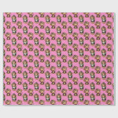 Monkey Pattern Design Pink  ラッピングペーパー (フラット)