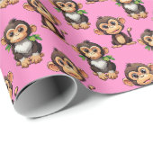 Monkey Pattern Design Pink  ラッピングペーパー (ロールコーナー)