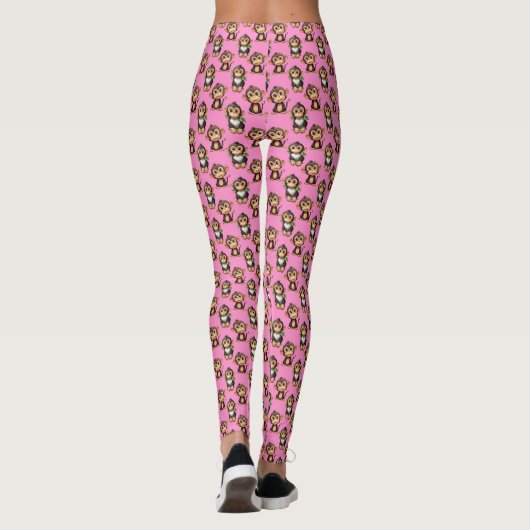 Monkey Pattern Design Pink  レギンス (裏面)