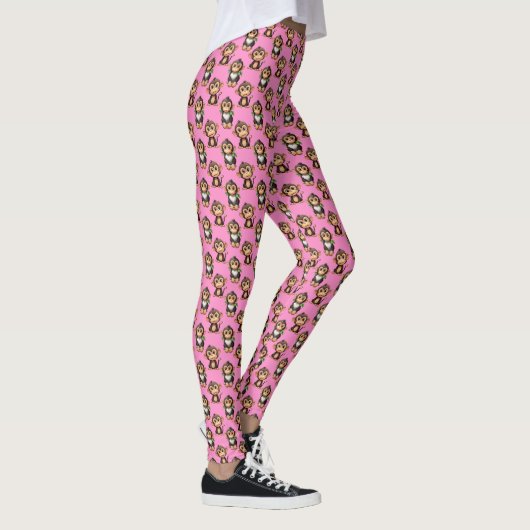 Monkey Pattern Design Pink  レギンス (右)