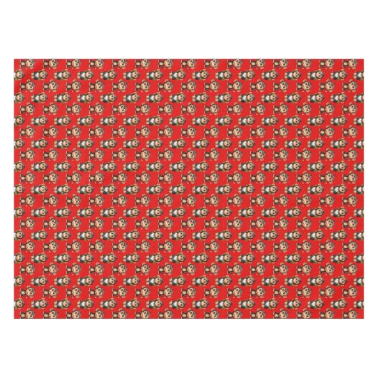 Monkey Pattern Design Red テーブルクロス (正面(横))