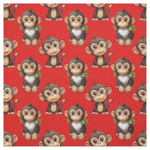 Monkey Pattern Design Red ファブリック (見本)