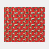 Monkey Pattern Design Red フリースブランケット (正面(横))