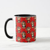 Monkey Pattern Design Red マグカップ (左)