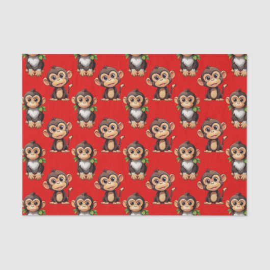 Monkey Pattern Design Red 薄葉紙 (正面)