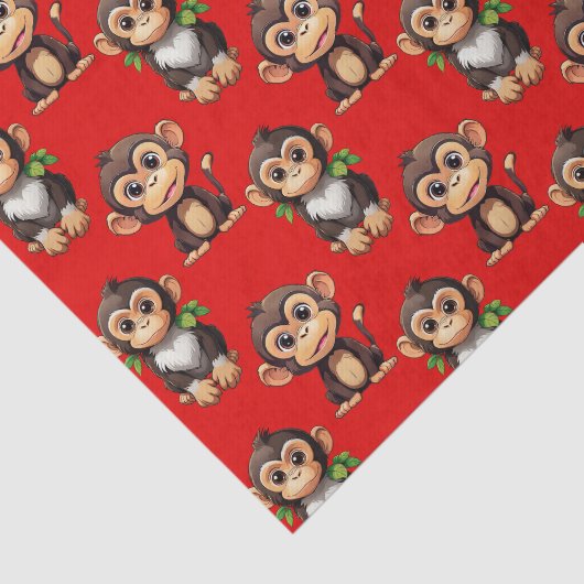 Monkey Pattern Design Red 薄葉紙 (詳細)