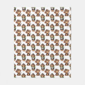 Monkey Pattern Design White  フリースブランケット (正面)