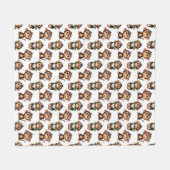 Monkey Pattern Design White  フリースブランケット (正面(横))