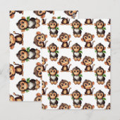Monkey Pattern Design White  ポストカード (正面/裏面)