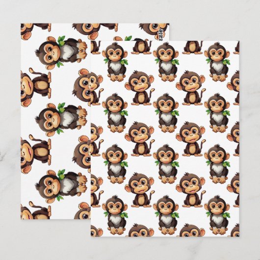 Monkey Pattern Design White  ポストカード (正面/裏面)