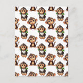 Monkey Pattern Design White  ポストカード (正面)